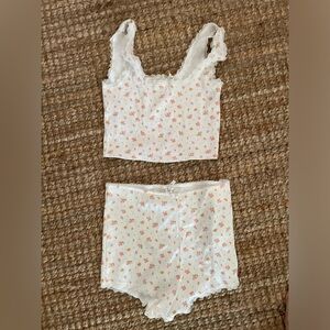 BODY White Floral Organic Cotton Boy Shorts and Tank Night Set